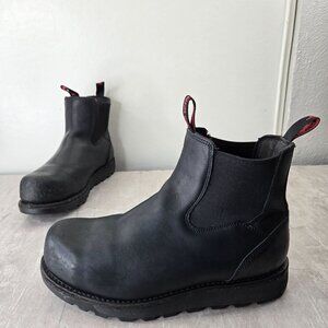 Red Wing Steel Toe Work Boots 10.5 Black Slip Resistant Vibram Pull On Chelsea